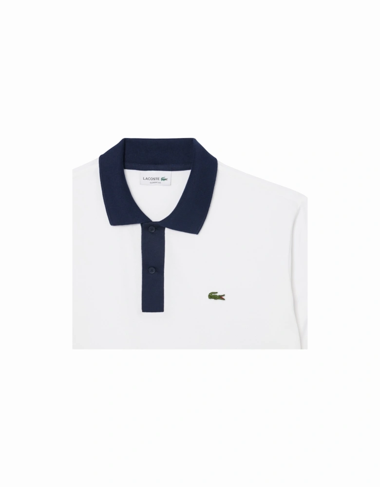 Classic Fit Contrast Collar Polo Shirt White/Navy Blue