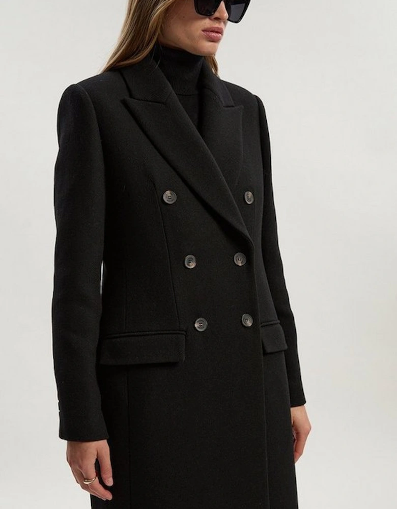 Petite Wool Double Breasted Tailored Midi Coat