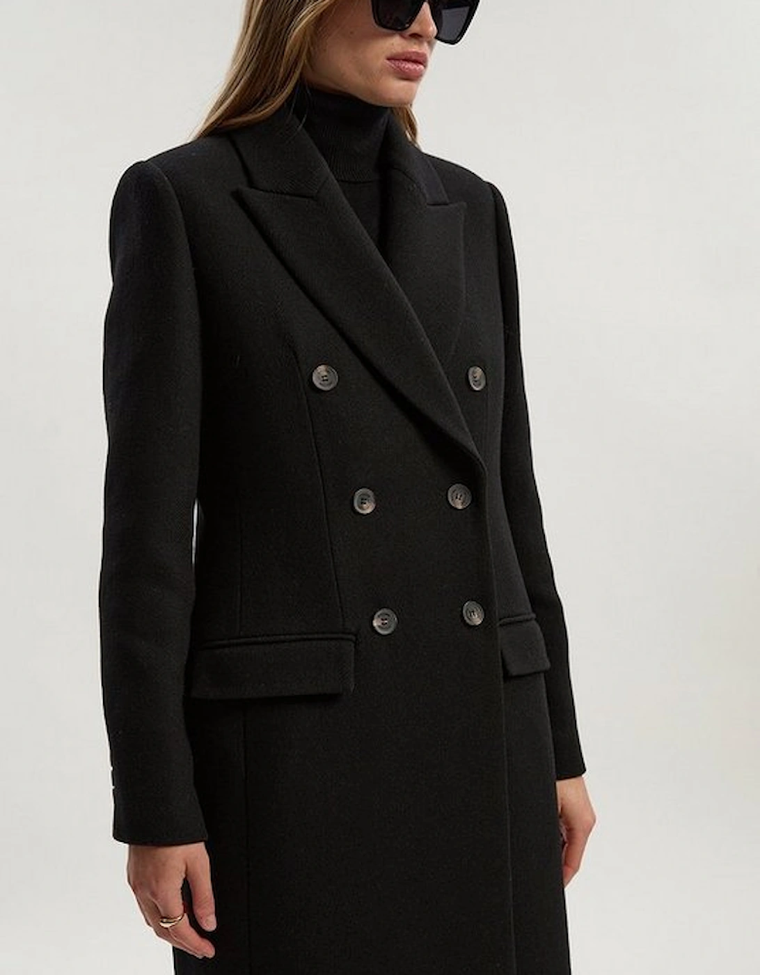Petite Wool Double Breasted Tailored Midi Coat