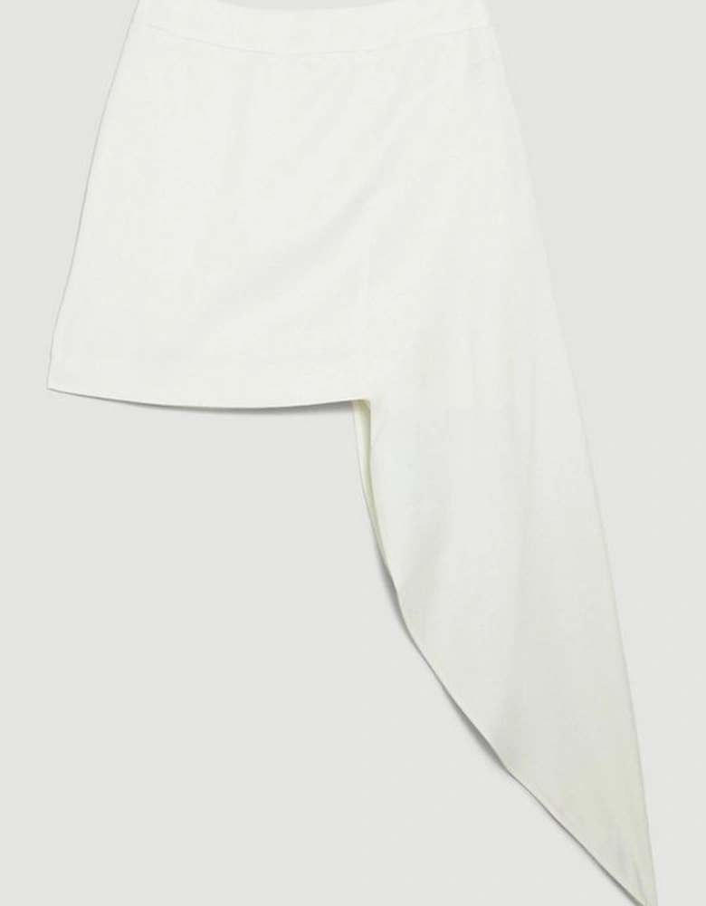 Satin Back Crepe Side Drape Mini Skirt