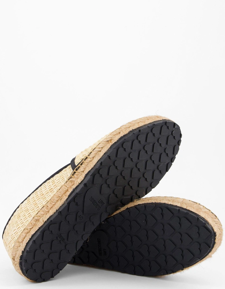 Logo Straw Espadrille - Natural/Black