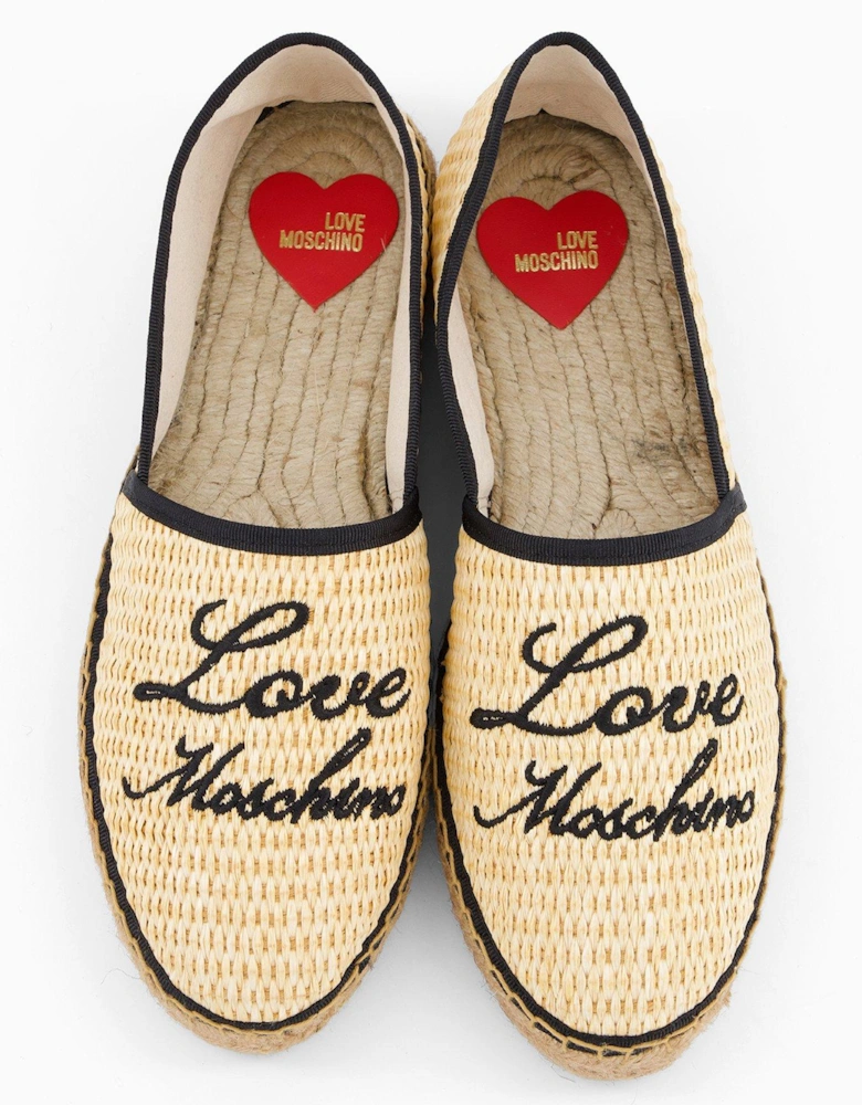 Logo Straw Espadrille - Natural/Black