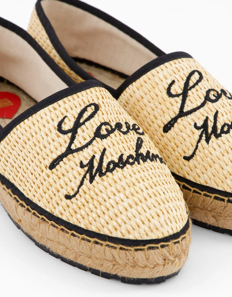 Logo Straw Espadrille - Natural/Black