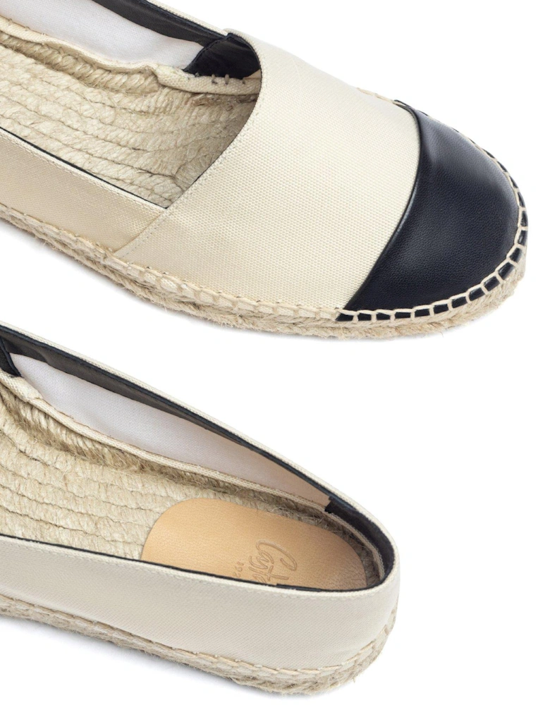 Katty Toe Contrast Flat Espadrille - White