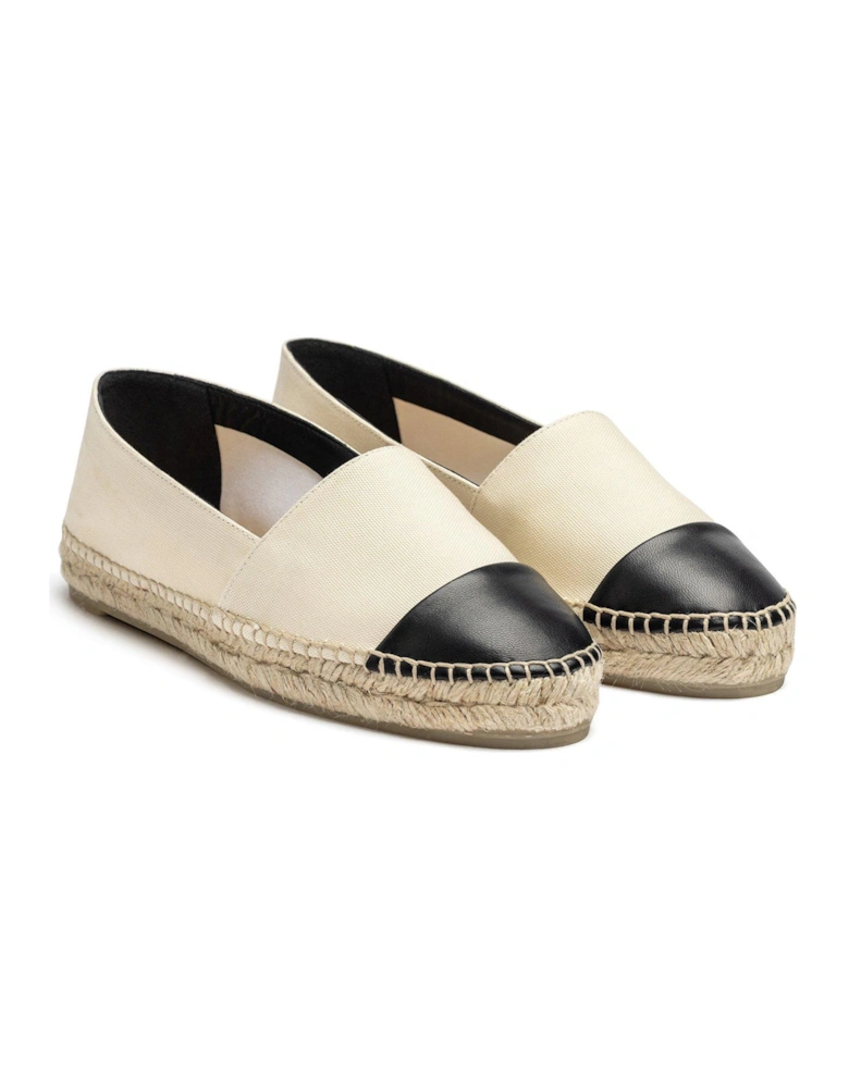 Katty Toe Contrast Flat Espadrille - White