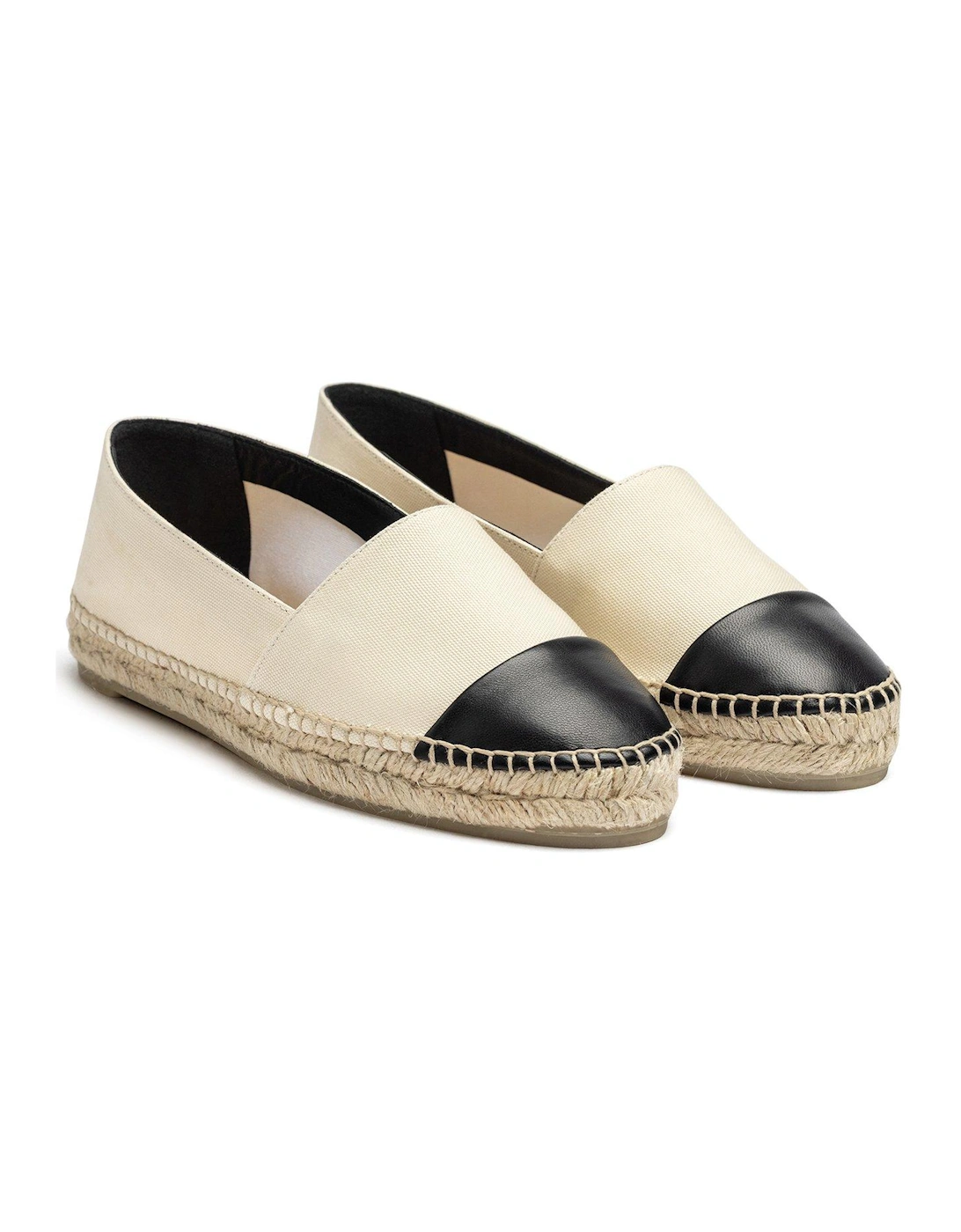 Katty Toe Contrast Flat Espadrille - White