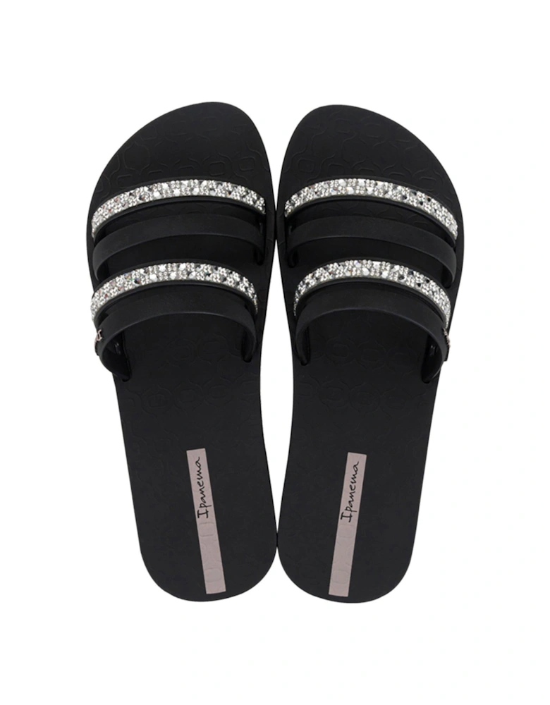 Chic Double Strap Slide - Black