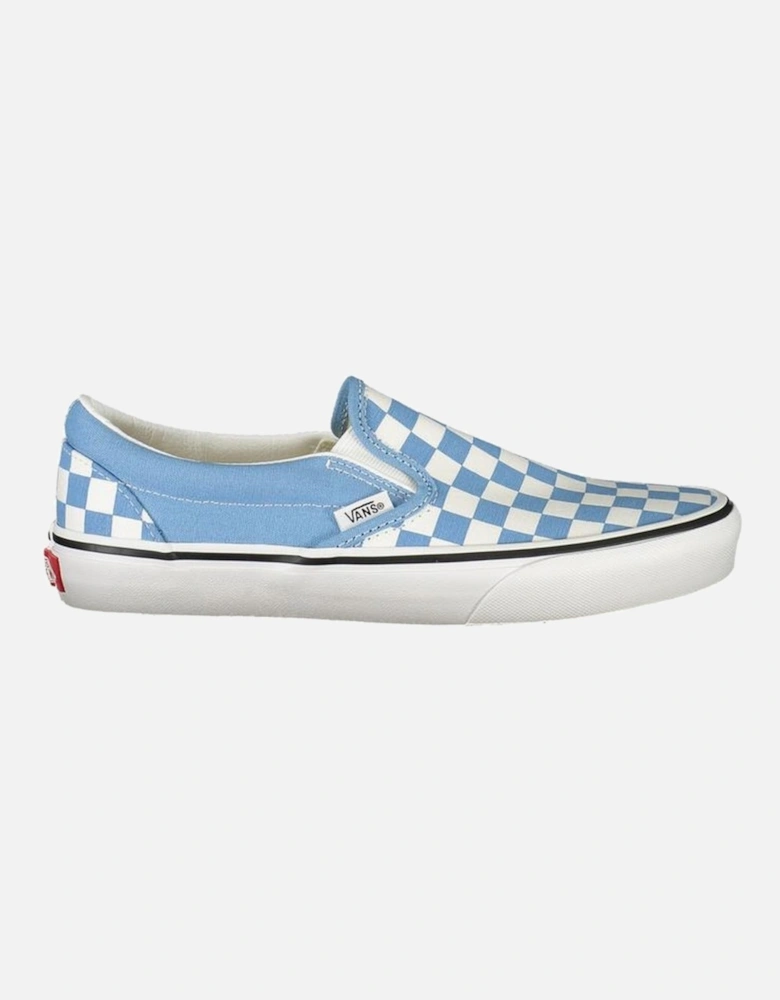 Checkered Pattern Slip-On Sneakers Women - Light Blue
