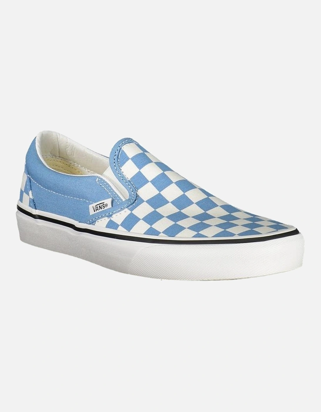 Checkered Pattern Slip-On Sneakers Women - Light Blue