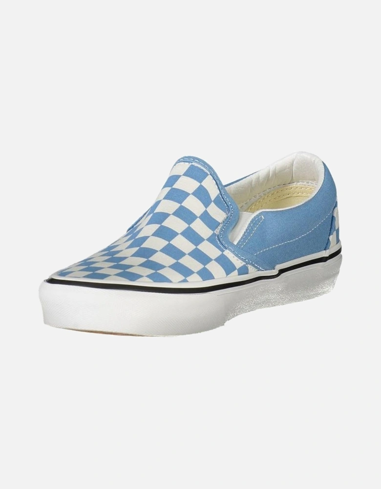 Checkered Pattern Slip-On Sneakers Women - Light Blue