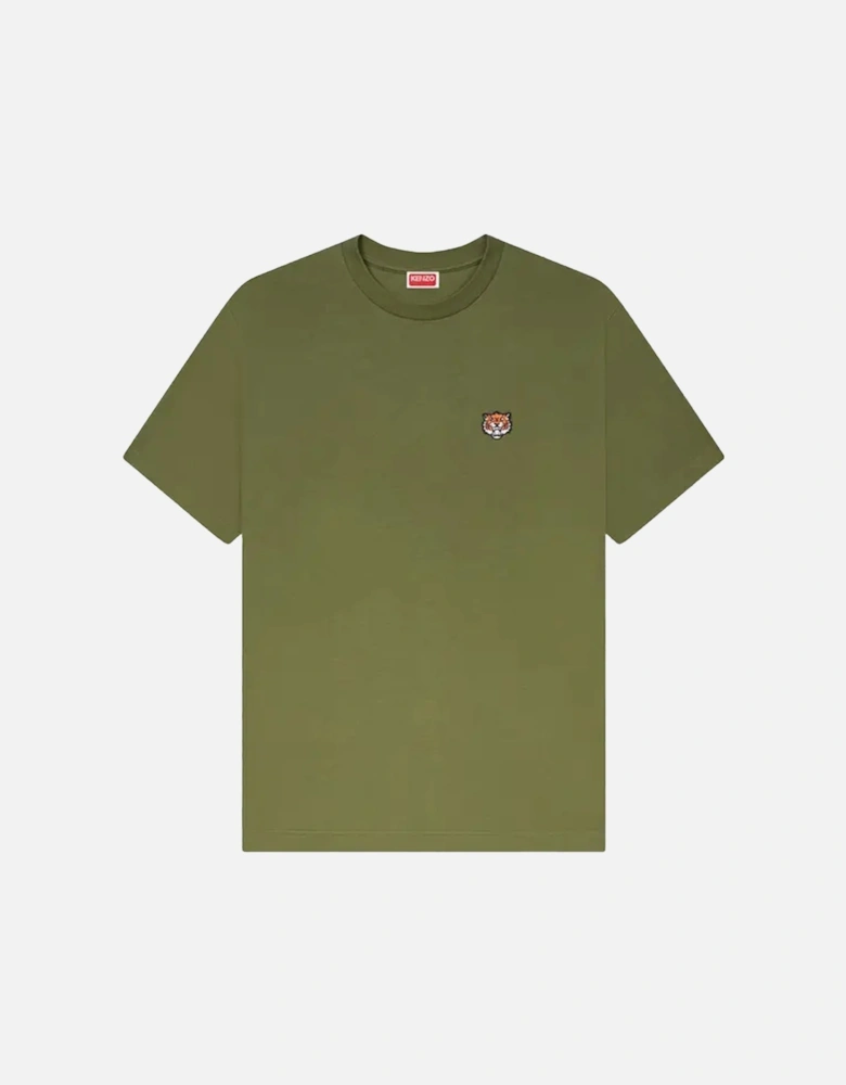 Happy Tiger Embroidered Classic T-shirt Green