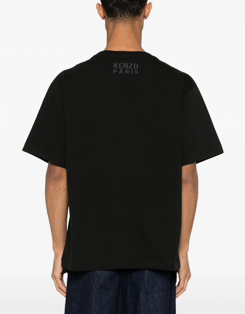 Happy Tiger Embroidered Oversize T-shirt Black
