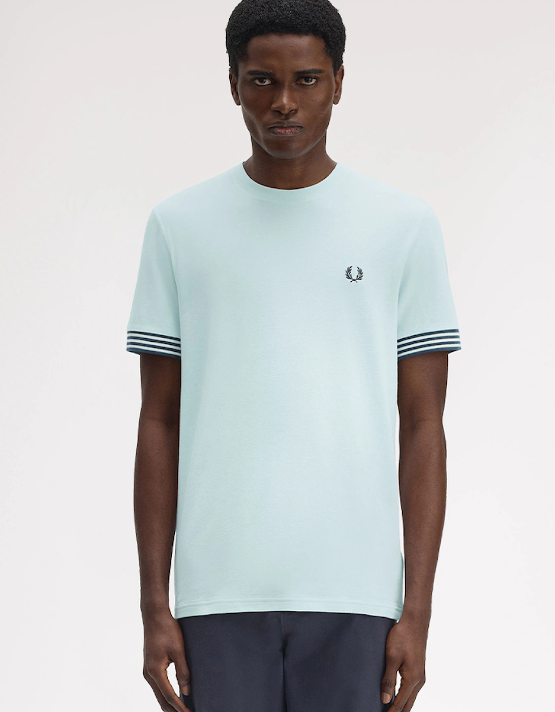 Fred Perry Men's Blue Striped Cuff T-Shirt  42 Xl