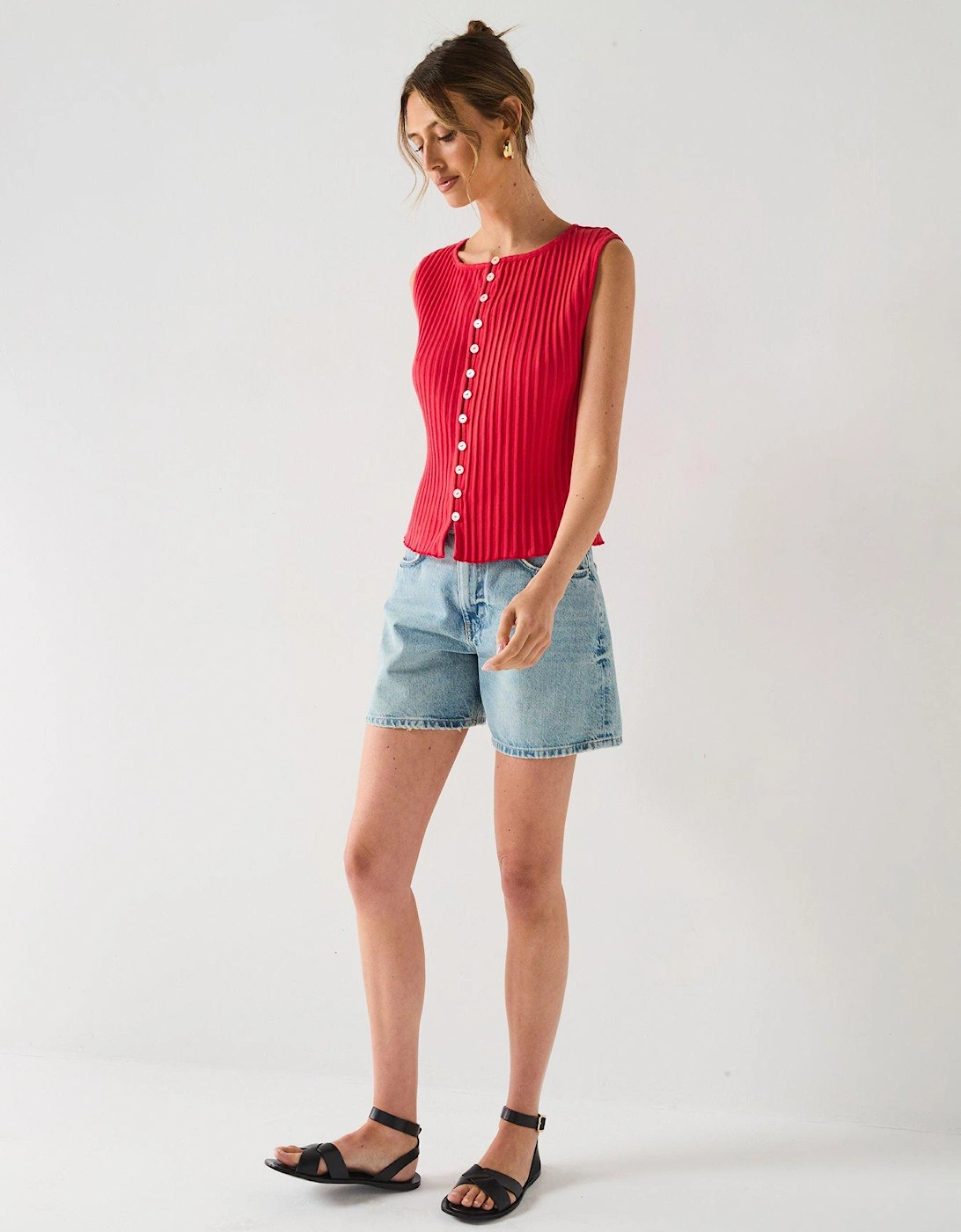 Tilly Knit Vest Top - Red