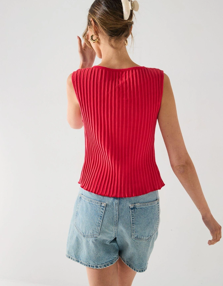 Tilly Knit Vest Top - Red