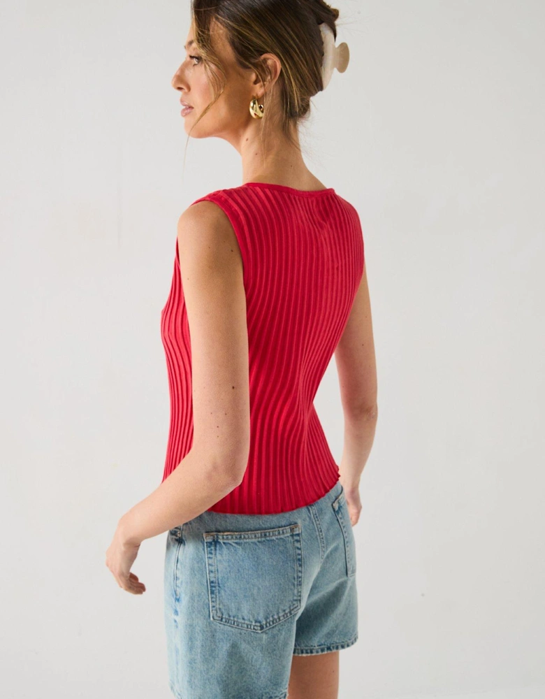 Tilly Knit Vest Top - Red
