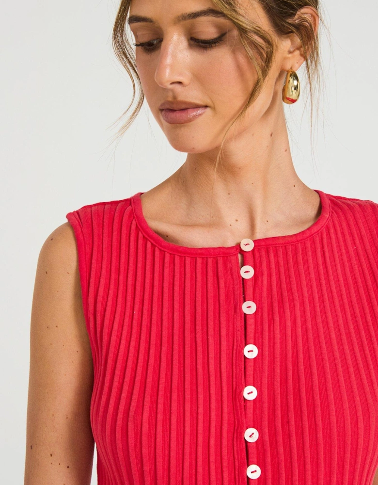 Tilly Knit Vest Top - Red