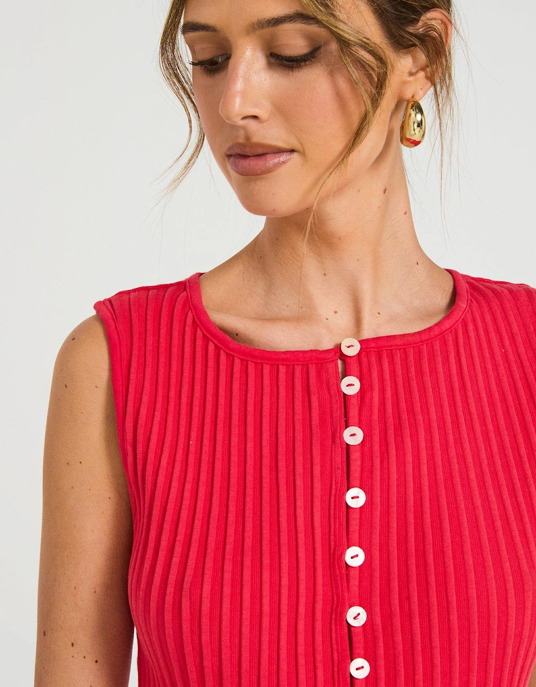 Tilly Knit Vest Top - Red