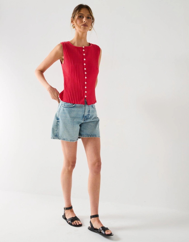Tilly Knit Vest Top - Red