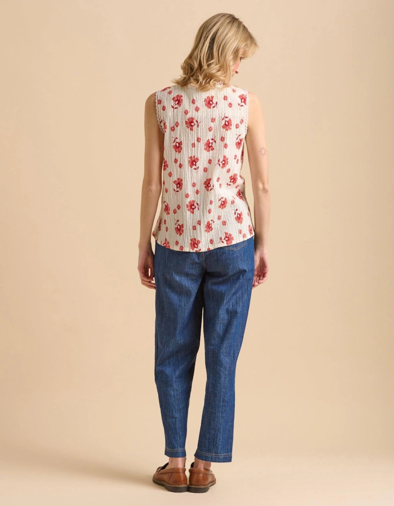 Fan Floral Sleeveless Blouse