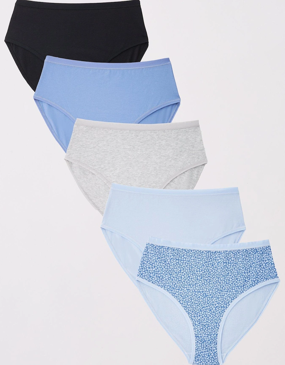 5Pk Cotton Plain And Printed Full High Waisted Briefs - Multi, 2 of 1