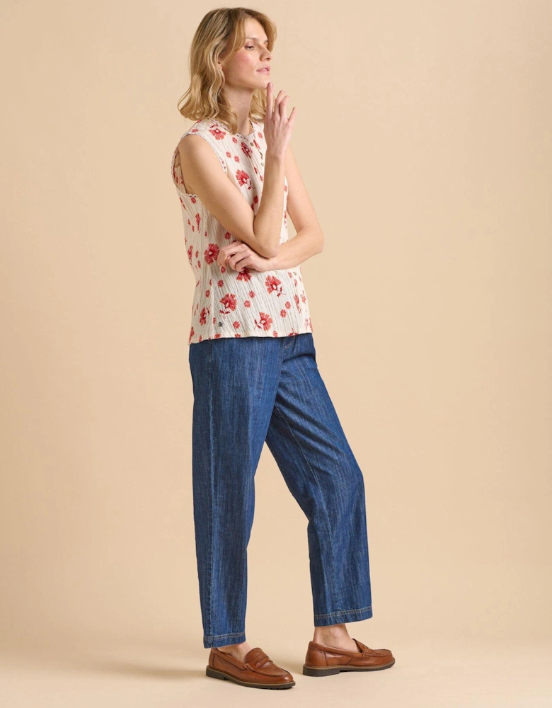 Fan Floral Sleeveless Blouse