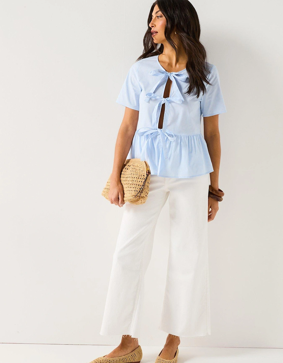 Mio Short Sleeve String Top - Multi