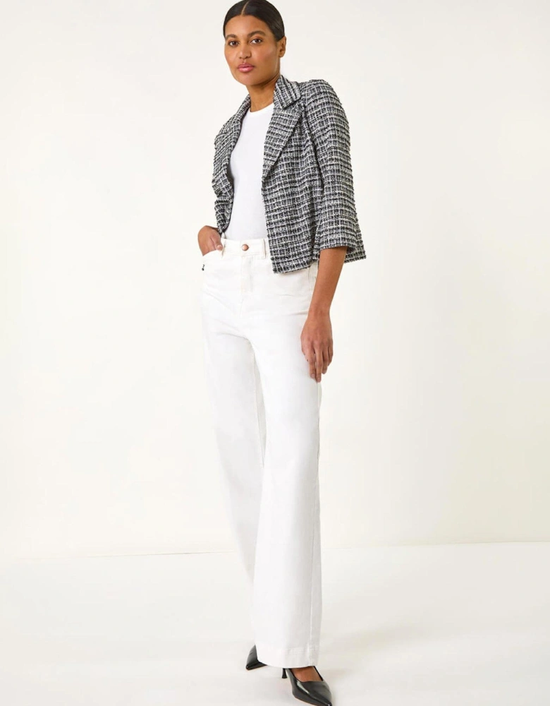 Textured Check Blazer - Black