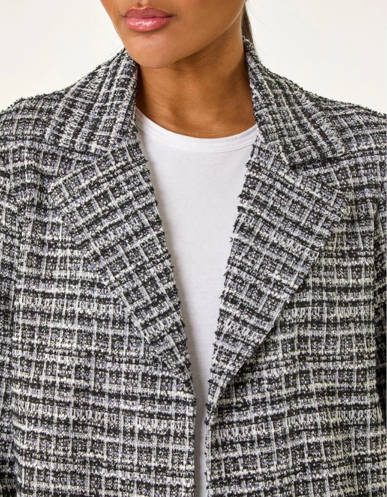 Textured Check Blazer - Black