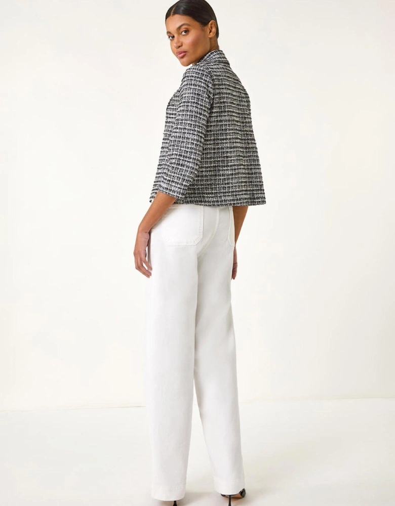 Textured Check Blazer - Black