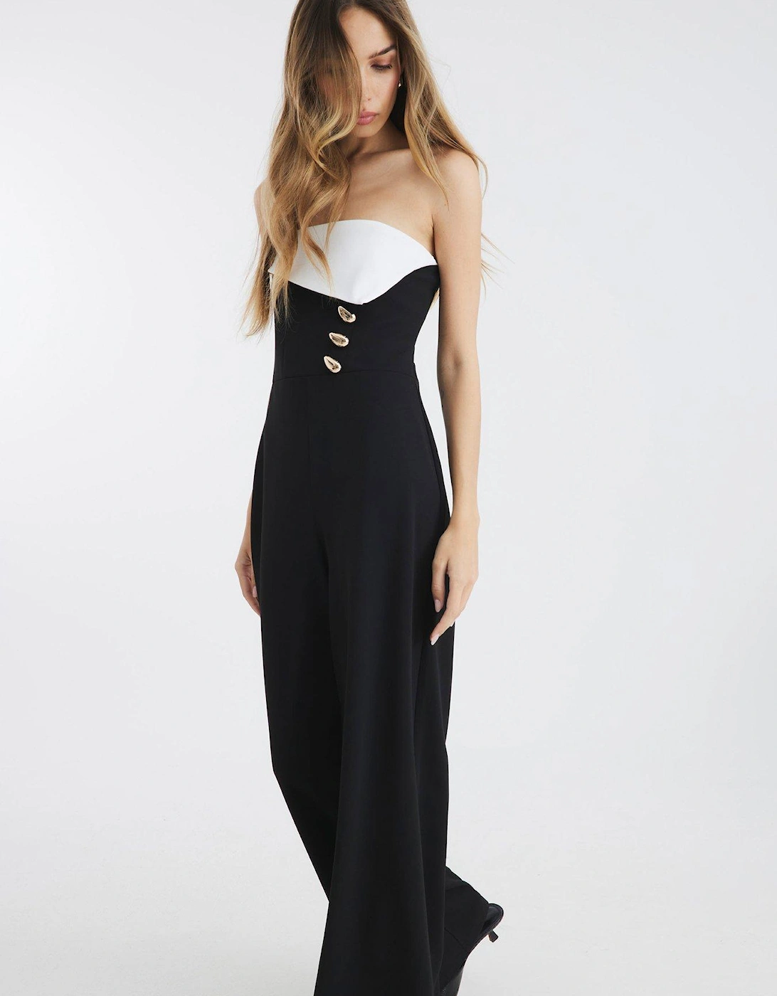 Bandeau Trim Jumpsuit - Black