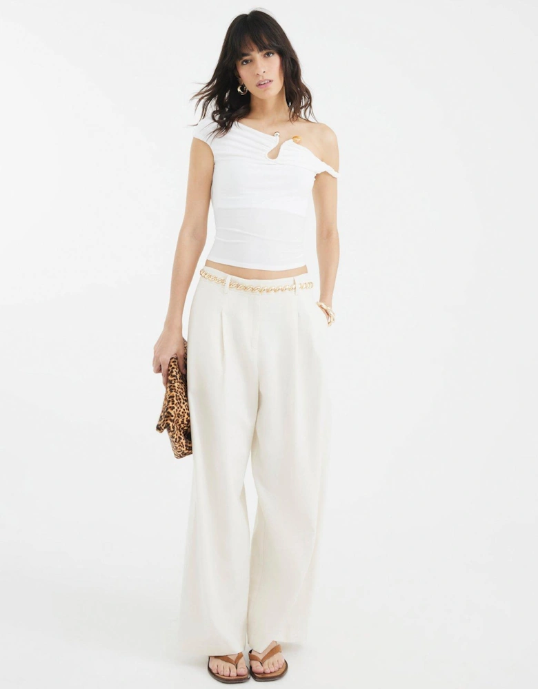 Asymetric Twist Strap Top - Cream