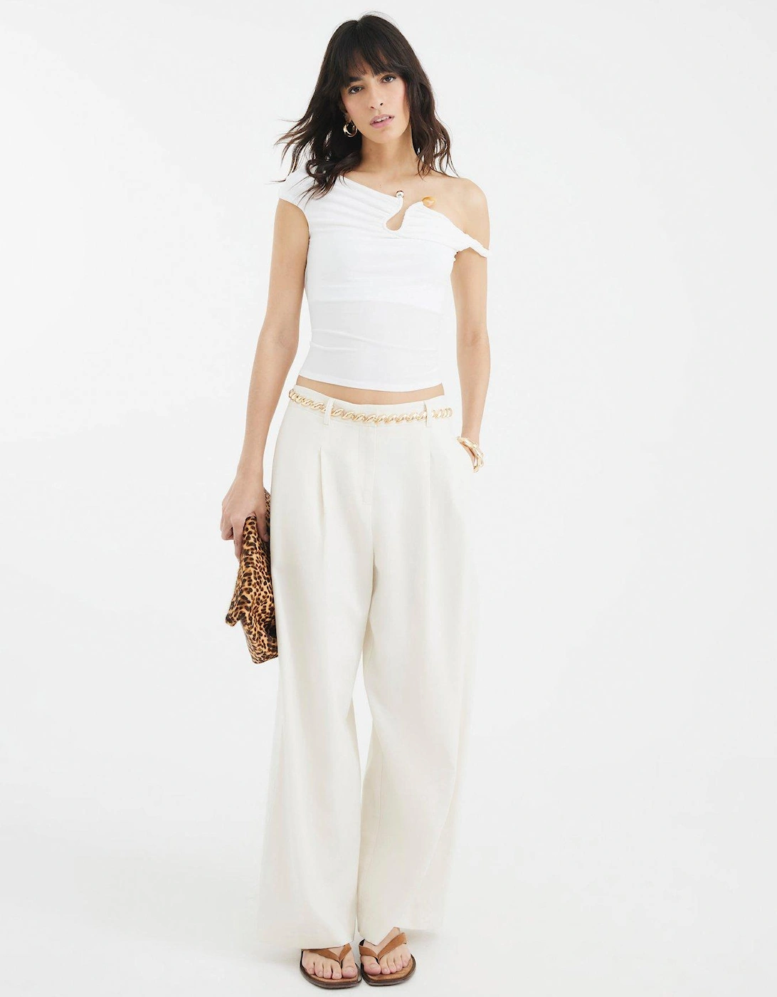 Asymetric Twist Strap Top - Cream