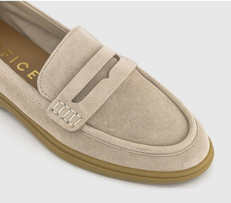 Suede White Sole Loafer - Taupe