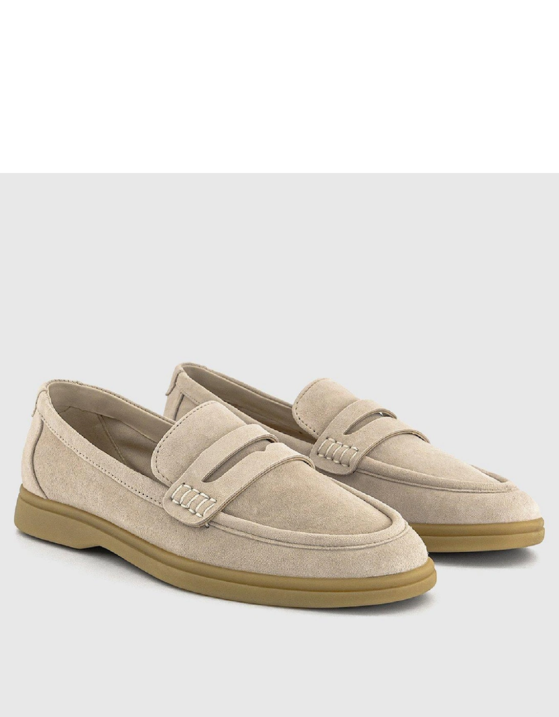 Suede White Sole Loafer - Taupe