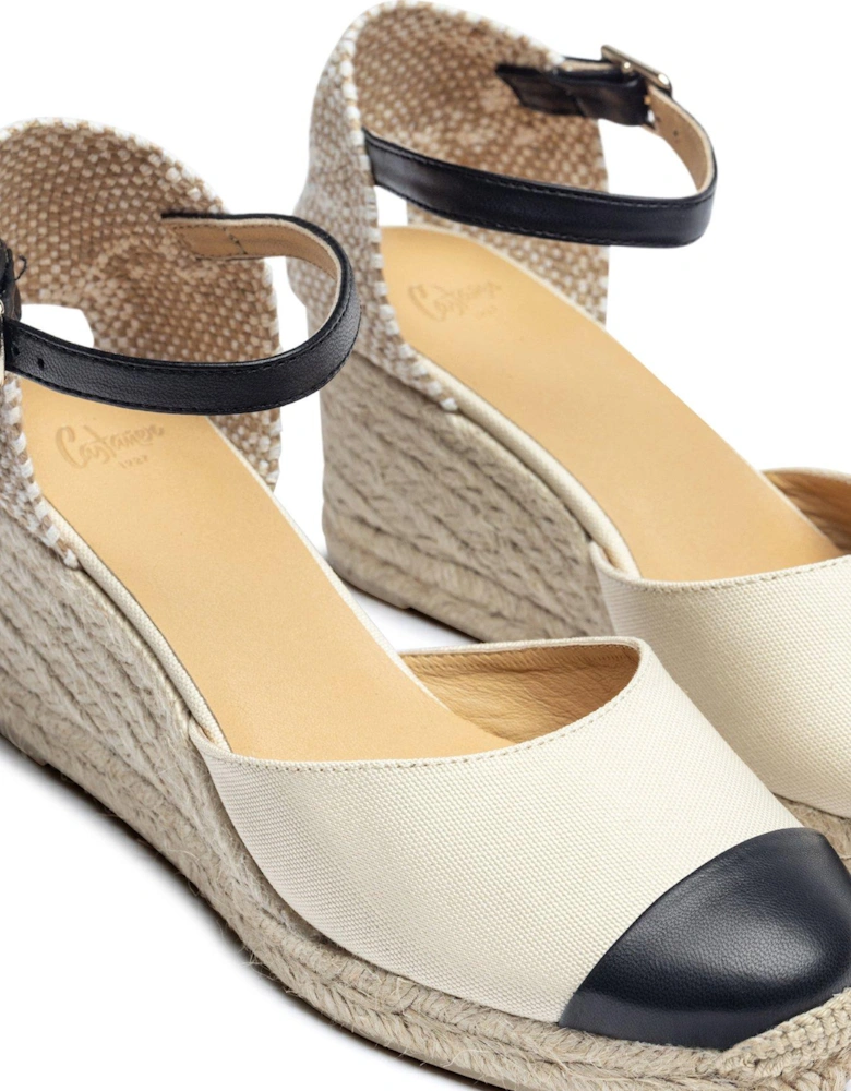 Coraline Contrast Toe Wedge Espadrille - White