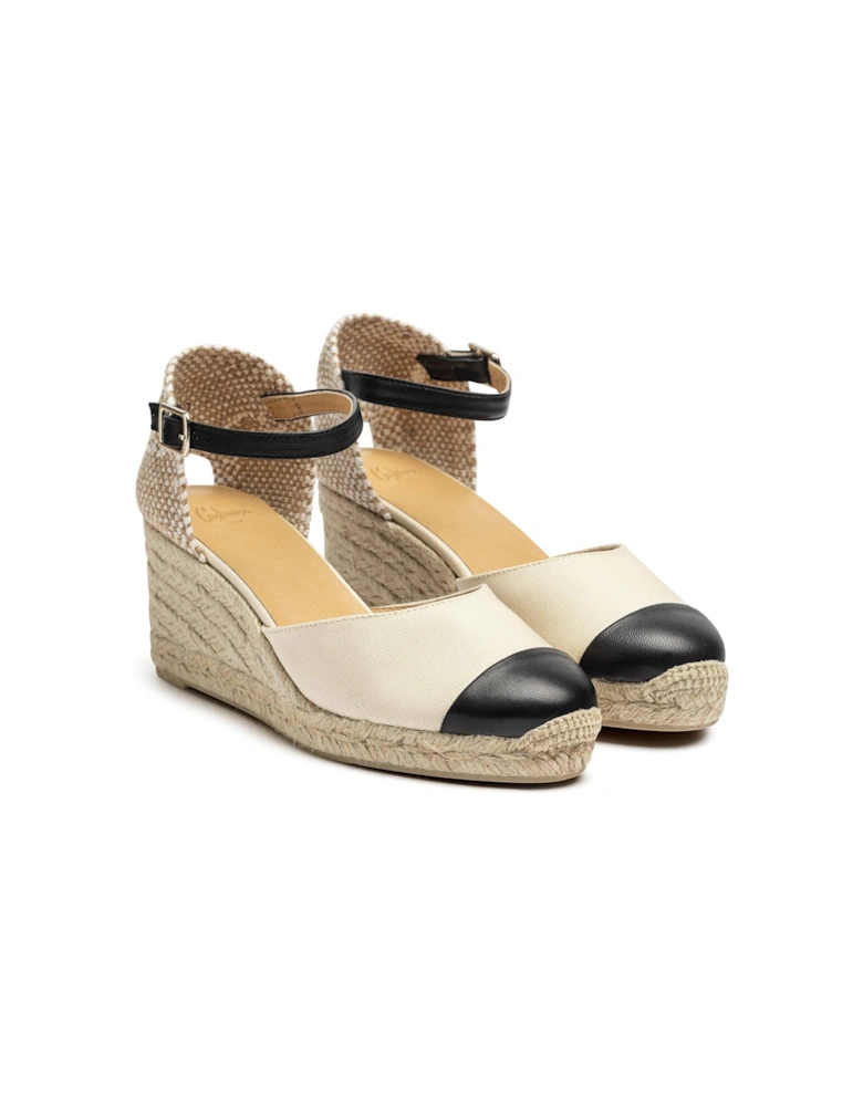 Coraline Contrast Toe Wedge Espadrille - White