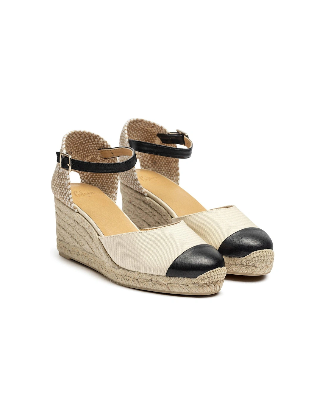 Coraline Contrast Toe Wedge Espadrille - White