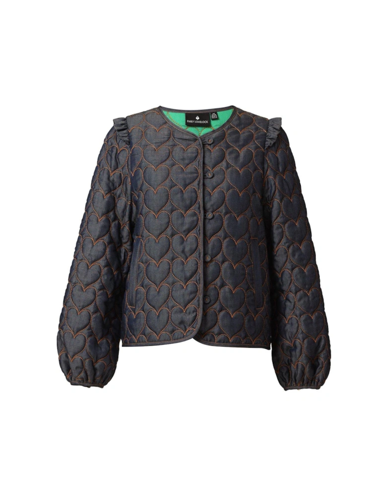 Brenda Heart Print Denim Jacket