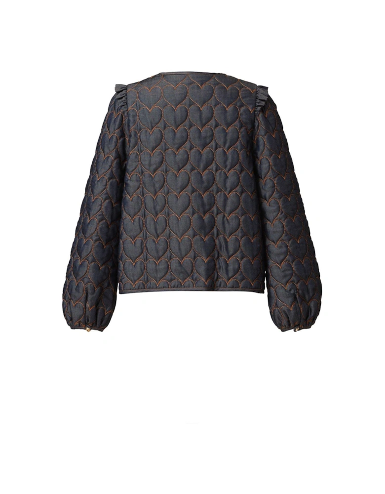 Brenda Heart Print Denim Jacket