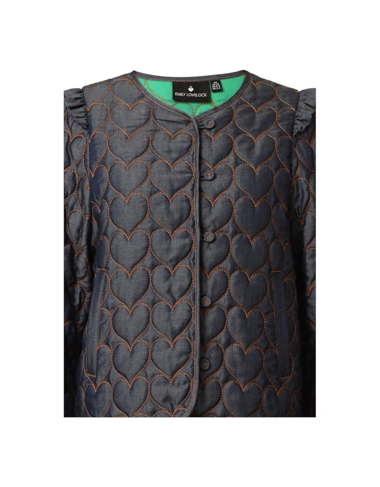 Brenda Heart Print Denim Jacket