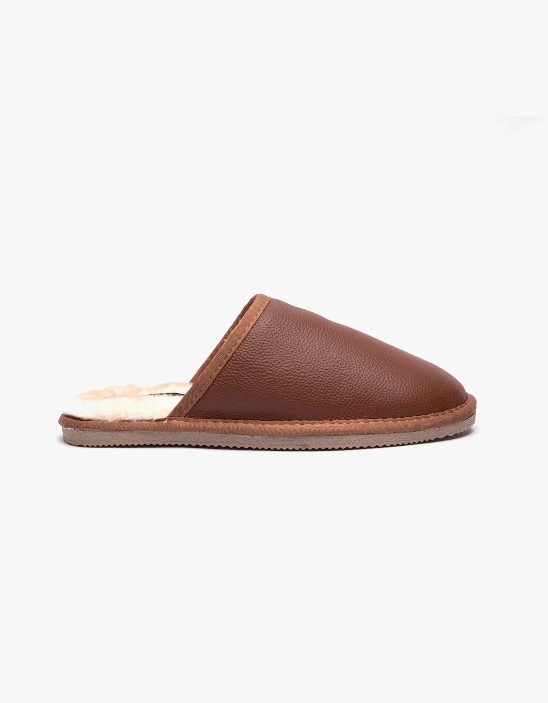 Men's Hush Puppies COADY LEATHER SLIPPER Classic Mens Slippers Tan - Brown - Size: 10