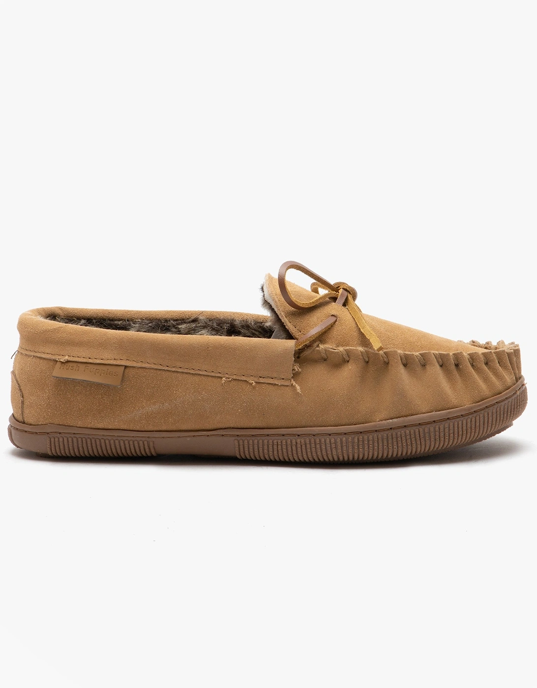 ACE Mens Suede Moccasin Slippers Tan, 7 of 6