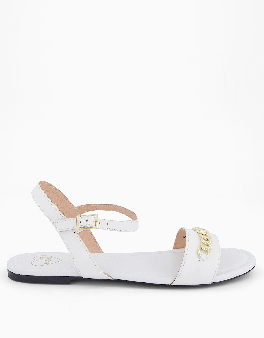 Leather Flat Sandal - White