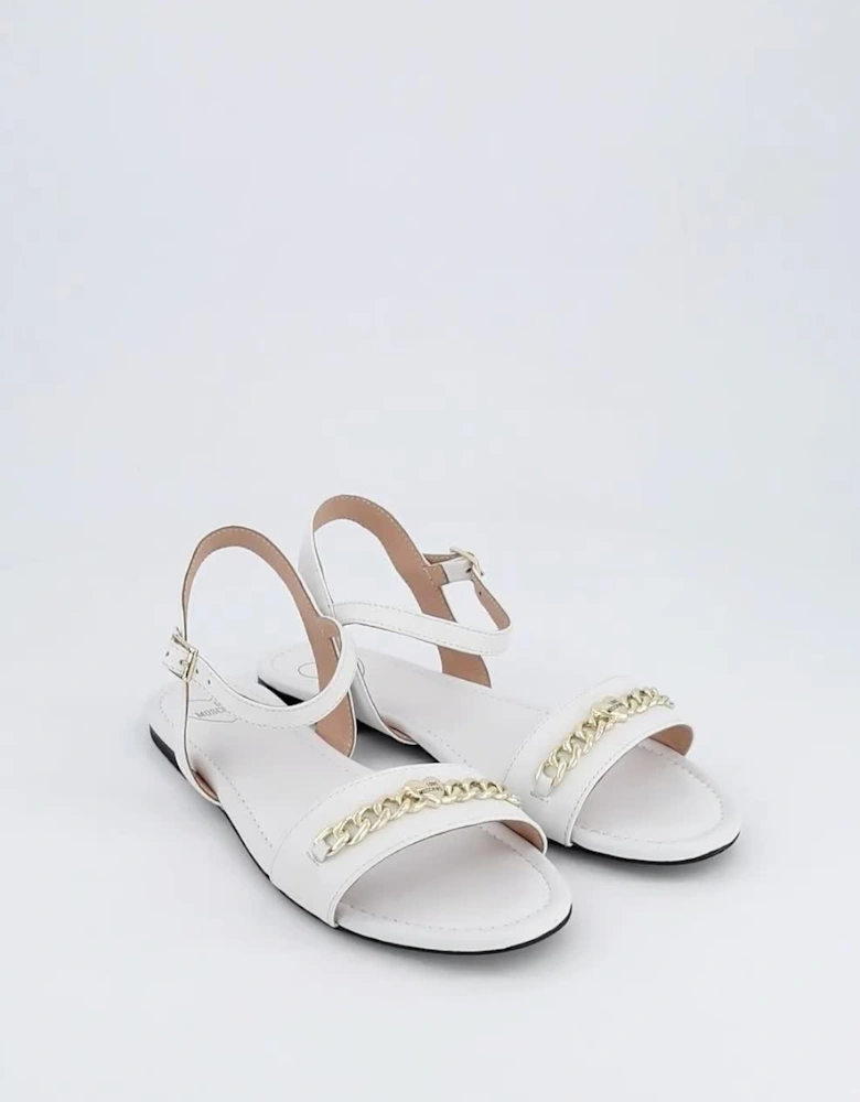 Leather Flat Sandal - White