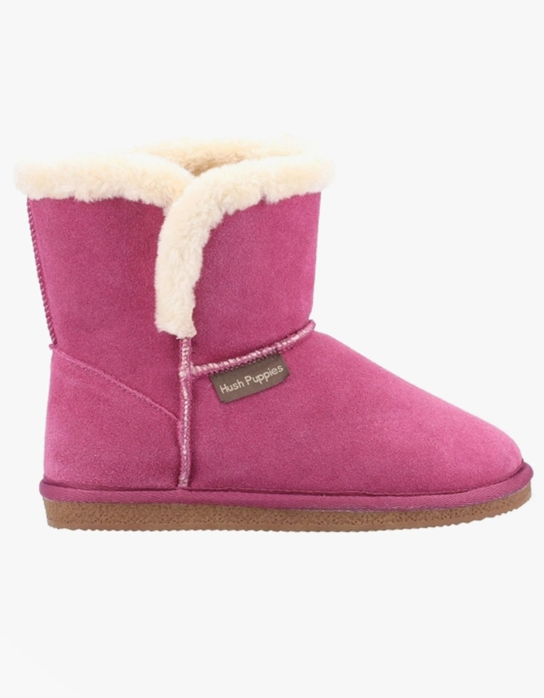 ASHLEIGH Womens Suede Boot Slippers Rose