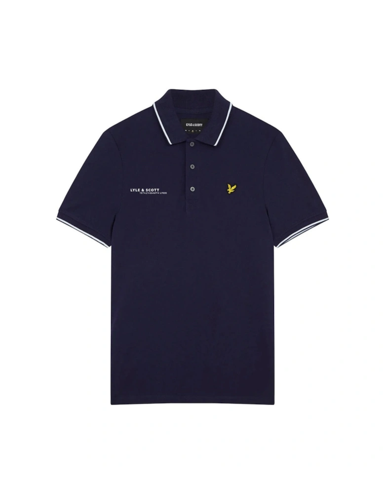 Lyle & Scott Navy Blue Co-ordinate Print Logo Short Sleeved Polo Shirts
