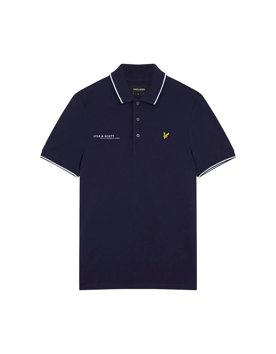 Lyle & Scott Navy Blue Co-ordinate Print Logo Short Sleeved Polo Shirts