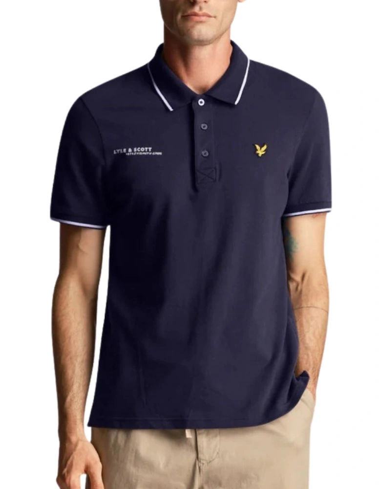Lyle & Scott Navy Blue Co-ordinate Print Logo Short Sleeved Polo Shirts