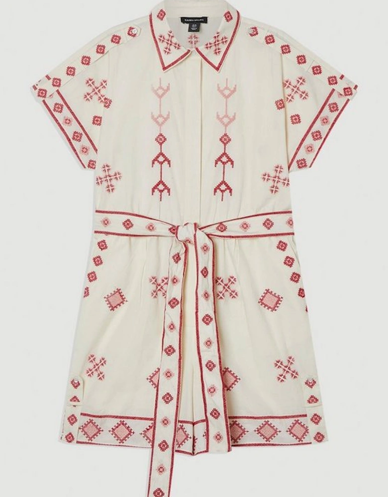 Cotton Embroidered Woven Playsuit